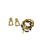 pulseira 6 voltas de ambar, cobre. nude, e ouro - cod. 10558